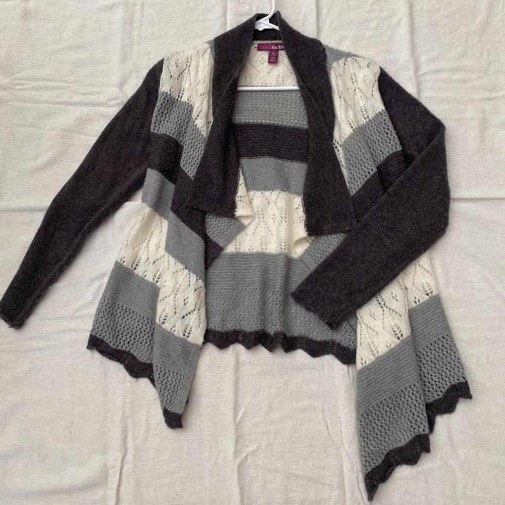 Epic Threads Cream and Grey Knit Layered Cardigan